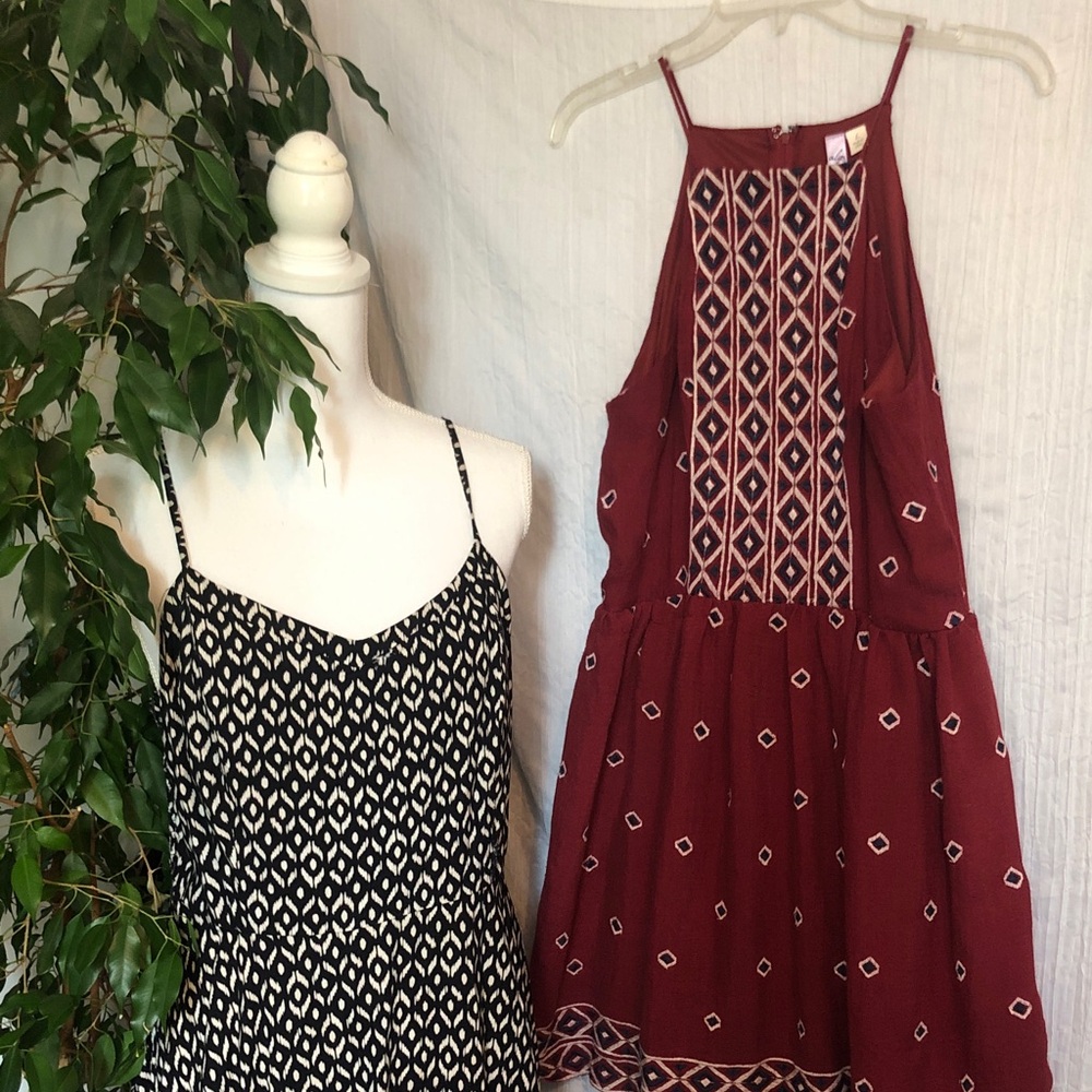OLD NAVY & ALYA size L halter top style summer dresses abstract patterns, zip up